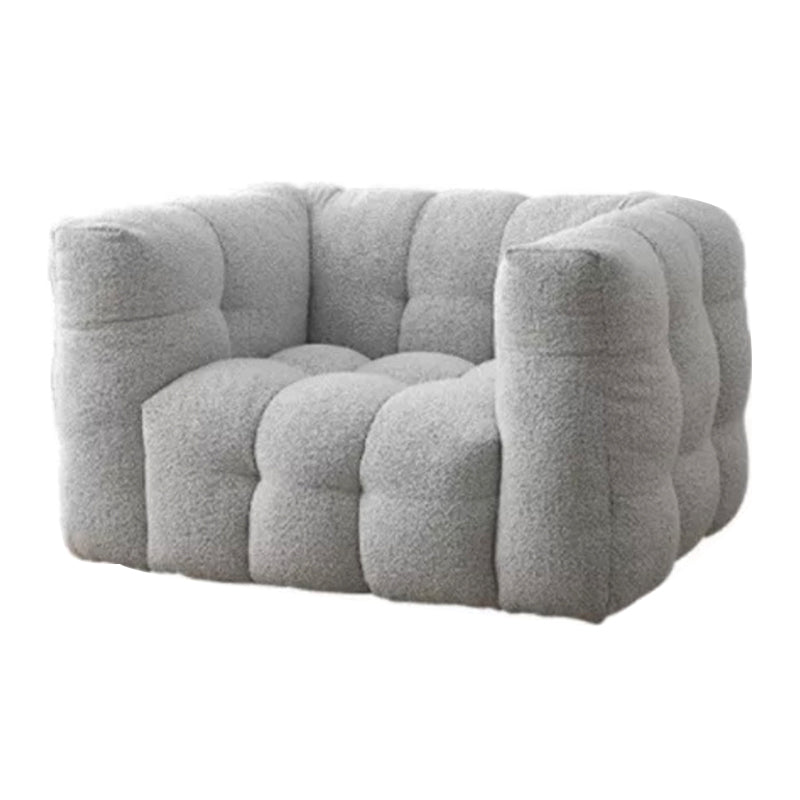 Sofa with Pillow Back with Wool/imitation Leather Beige Cushions 49"L x 40"W x 29.5"H Clearhalo 'furn' 'furn_sofas' 'Furniture' 'furniture_sofas' 'kitchen' 'kitchen_sofas' 'Living Room Furniture' 'Sofa' 'sofas' 4607302