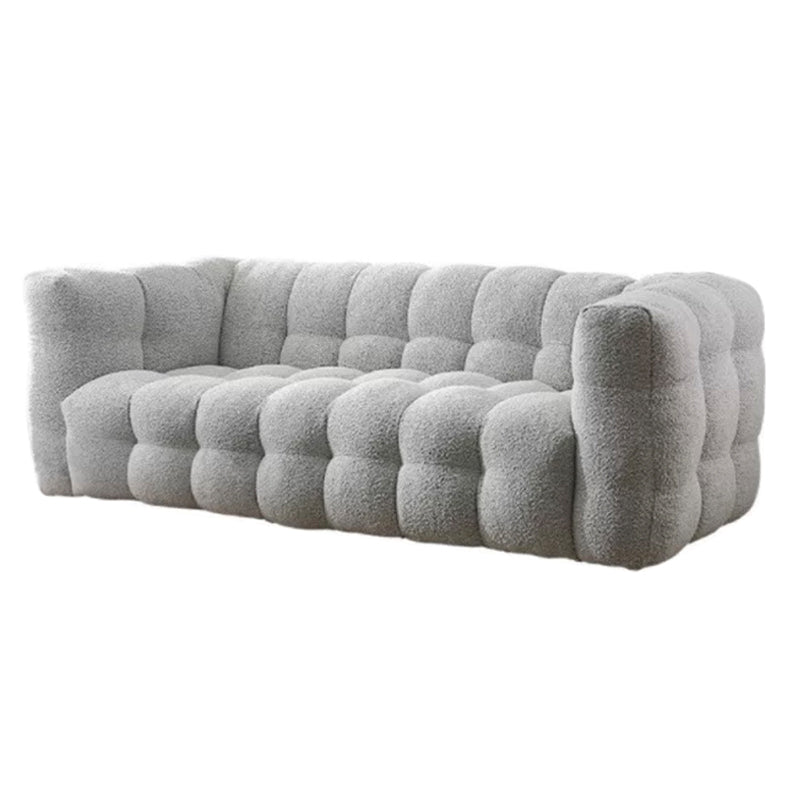 Sofa with Pillow Back with Wool/imitation Leather Beige Cushions 87"L x 40"W x 29.5"H Wool Clearhalo 'furn' 'furn_sofas' 'Furniture' 'furniture_sofas' 'kitchen' 'kitchen_sofas' 'Living Room Furniture' 'Sofa' 'sofas' 4607303
