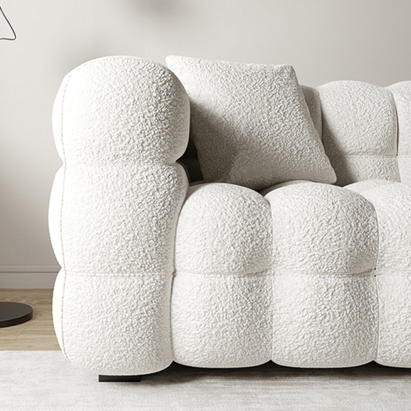 Sofa with Pillow Back with Wool/imitation Leather Beige Cushions Clearhalo 'furn' 'furn_sofas' 'Furniture' 'furniture_sofas' 'kitchen' 'kitchen_sofas' 'Living Room Furniture' 'Sofa' 'sofas' 4607304