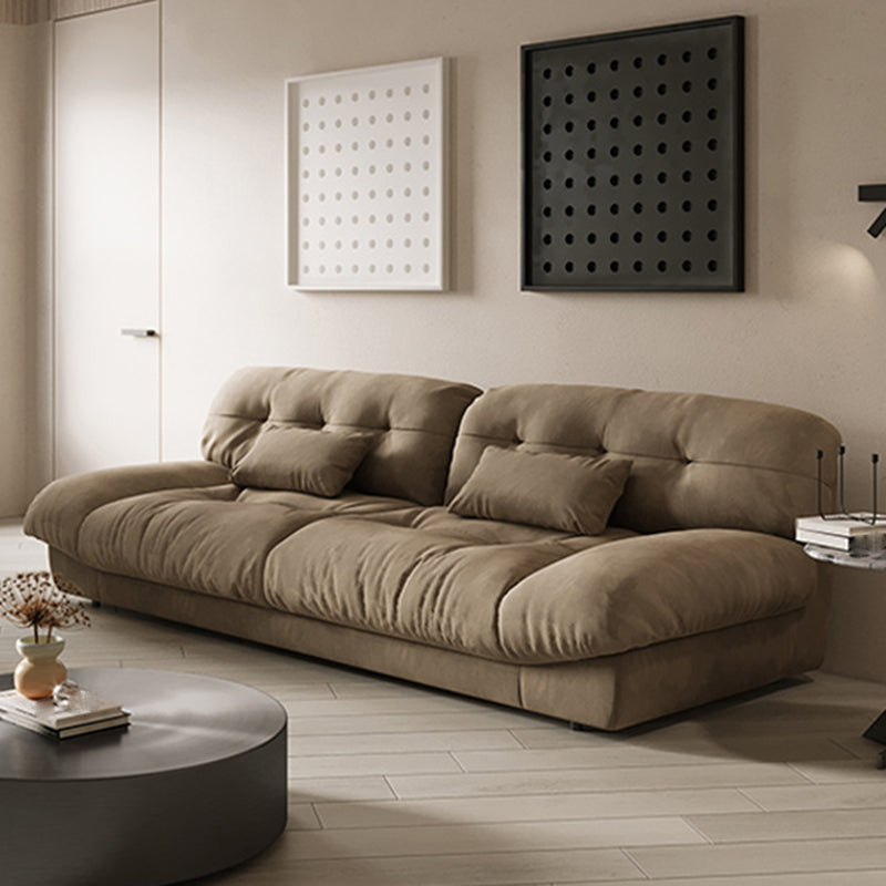 Brown Contemporary Armless Chesterfield Sofa for Living Room, Apartment 83"L x 43"W x 29.5"H Suede Clearhalo 'furn' 'furn_sofas' 'Furniture' 'furniture_sofas' 'kitchen' 'kitchen_sofas' 'Living Room Furniture' 'Sofa' 'sofas' 4607313