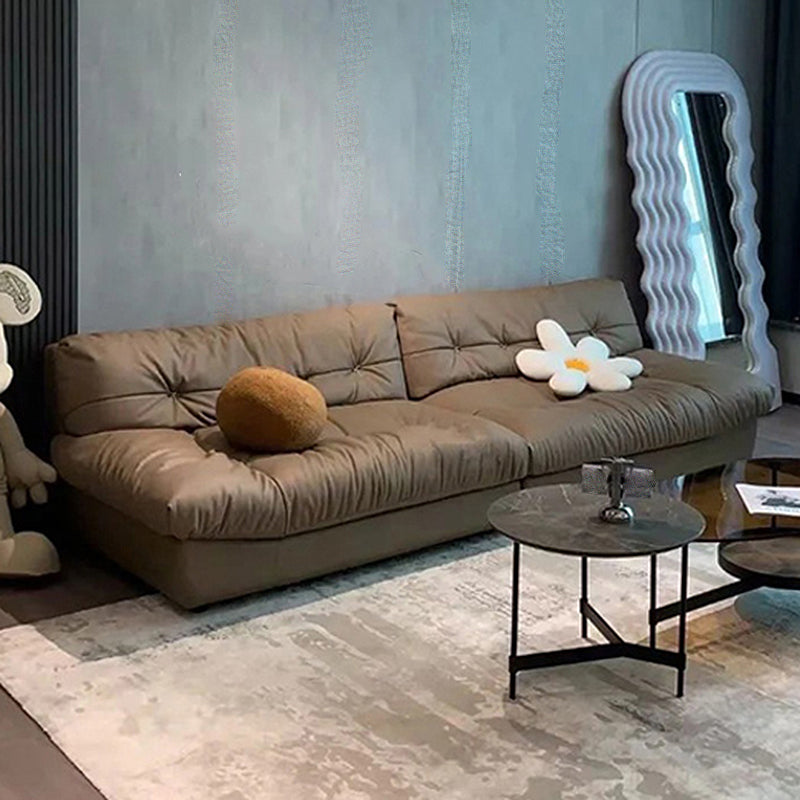 Brown Contemporary Armless Chesterfield Sofa for Living Room, Apartment Suede Clearhalo 'furn' 'furn_sofas' 'Furniture' 'furniture_sofas' 'kitchen' 'kitchen_sofas' 'Living Room Furniture' 'Sofa' 'sofas' 4607314