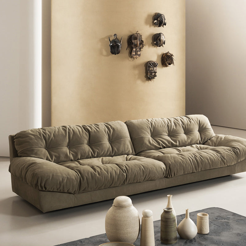 Brown Contemporary Armless Chesterfield Sofa for Living Room, Apartment 124"L x 43"W x 29.5"H Wool Clearhalo 'furn' 'furn_sofas' 'Furniture' 'furniture_sofas' 'kitchen' 'kitchen_sofas' 'Living Room Furniture' 'Sofa' 'sofas' 4607316