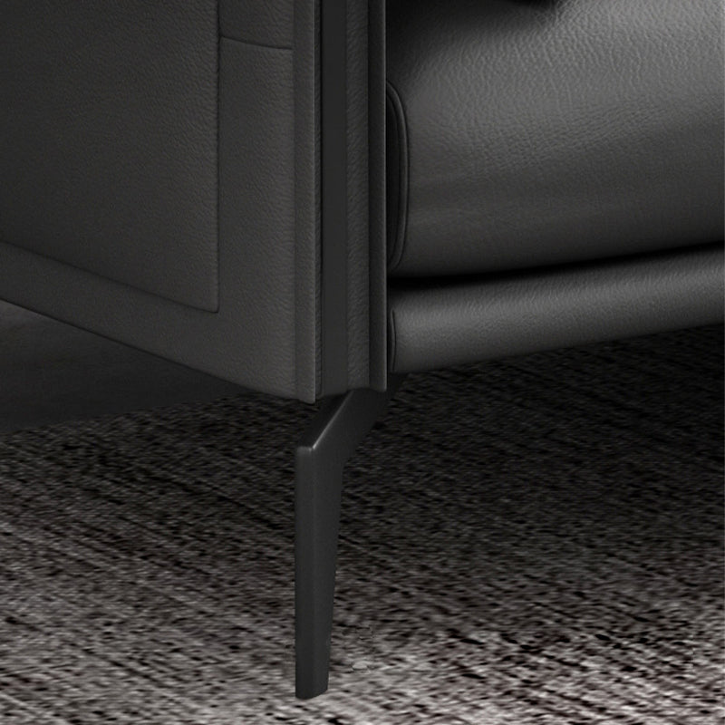 Black Upholstered with Pillow Back Against Leather/leather Seat Clearhalo 'furn' 'furn_sofas' 'Furniture' 'furniture_sofas' 'kitchen' 'kitchen_sofas' 'Living Room Furniture' 'Sofa' 'sofas' 4607340