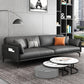 Black Upholstered with Pillow Back Against Leather/leather Seat Clearhalo 'furn' 'furn_sofas' 'Furniture' 'furniture_sofas' 'kitchen' 'kitchen_sofas' 'Living Room Furniture' 'Sofa' 'sofas' 4607343