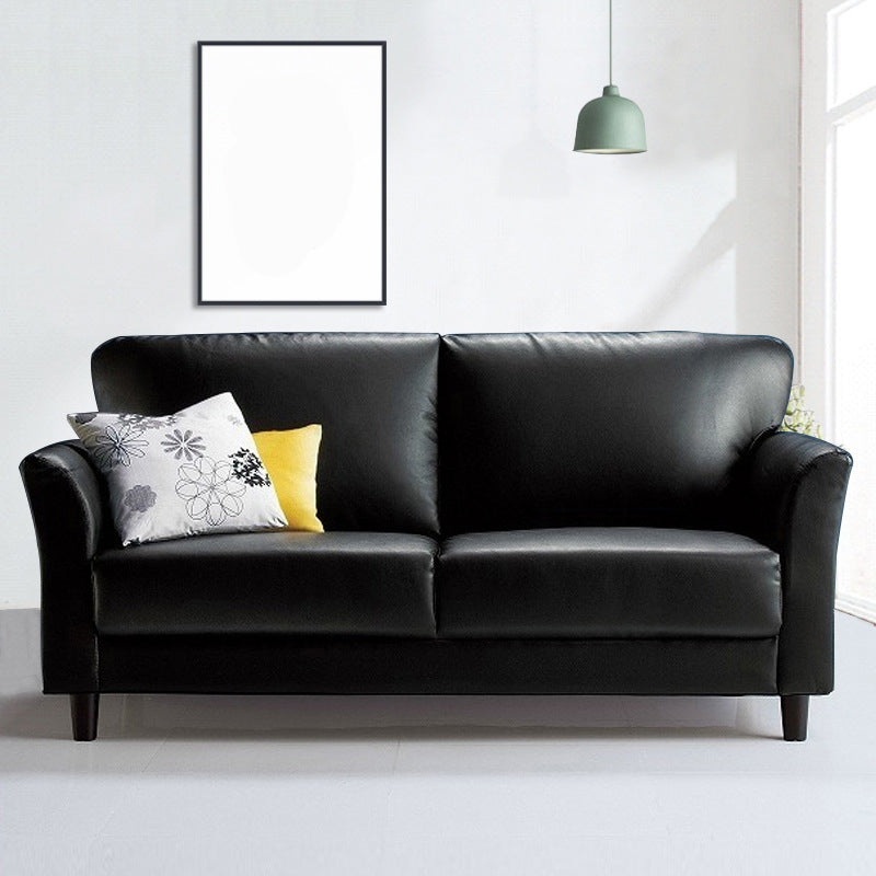 Standard 4 Legs Sofa Modern Distressed Leather Flared Arm Sofa Black 31''H x 57''L x 29.5''W Clearhalo 'Furniture' 'furniture_sofas' 'kitchen' 'kitchen_sofas' 'Living Room Furniture' 'Sofa' 'sofas' 4607351