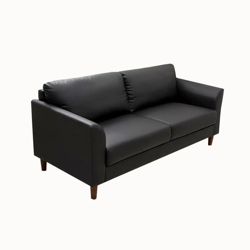 Standard 4 Legs Sofa Modern Distressed Leather Flared Arm Sofa Matte Black 31''H x 69''L x 29.5''W Clearhalo 'Furniture' 'furniture_sofas' 'kitchen' 'kitchen_sofas' 'Living Room Furniture' 'Sofa' 'sofas' 4607354