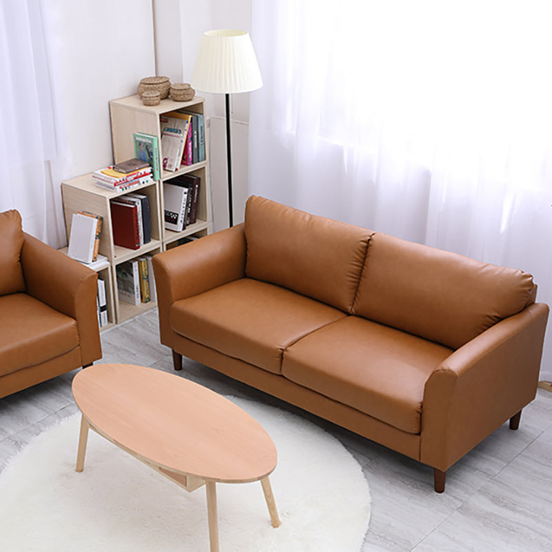 Standard 4 Legs Sofa Modern Distressed Leather Flared Arm Sofa Brown 31''H x 69''L x 29.5''W Clearhalo 'Furniture' 'furniture_sofas' 'kitchen' 'kitchen_sofas' 'Living Room Furniture' 'Sofa' 'sofas' 4607357