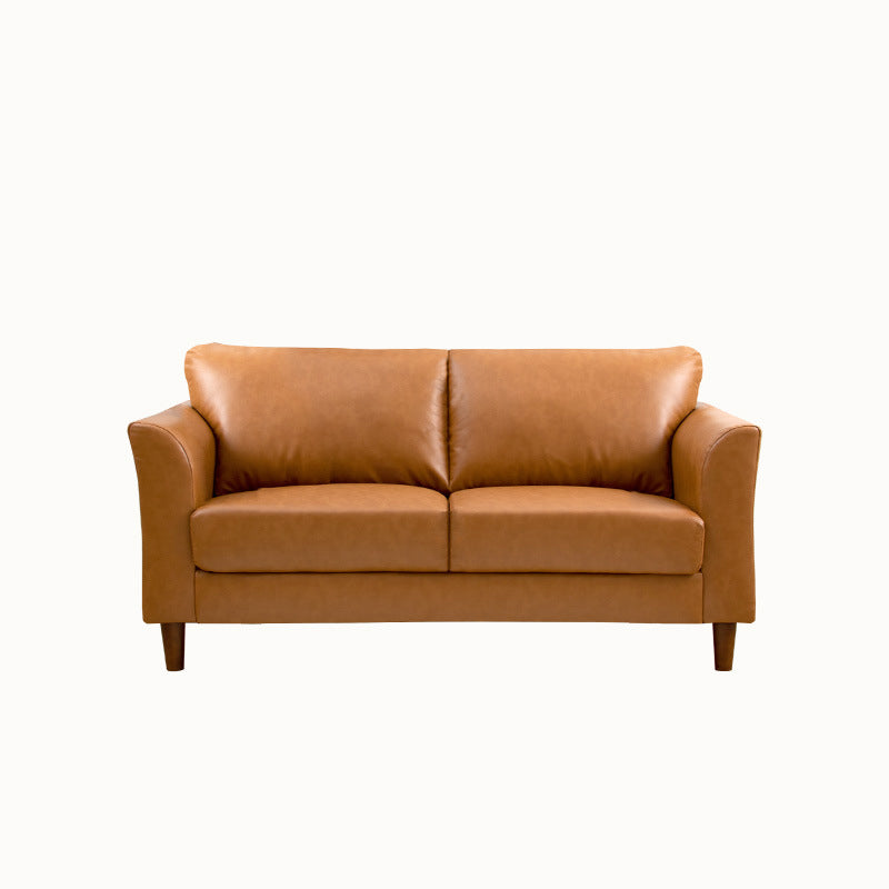 Standard 4 Legs Sofa Modern Distressed Leather Flared Arm Sofa Brown 31''H x 57''L x 29.5''W Clearhalo 'Furniture' 'furniture_sofas' 'kitchen' 'kitchen_sofas' 'Living Room Furniture' 'Sofa' 'sofas' 4607370