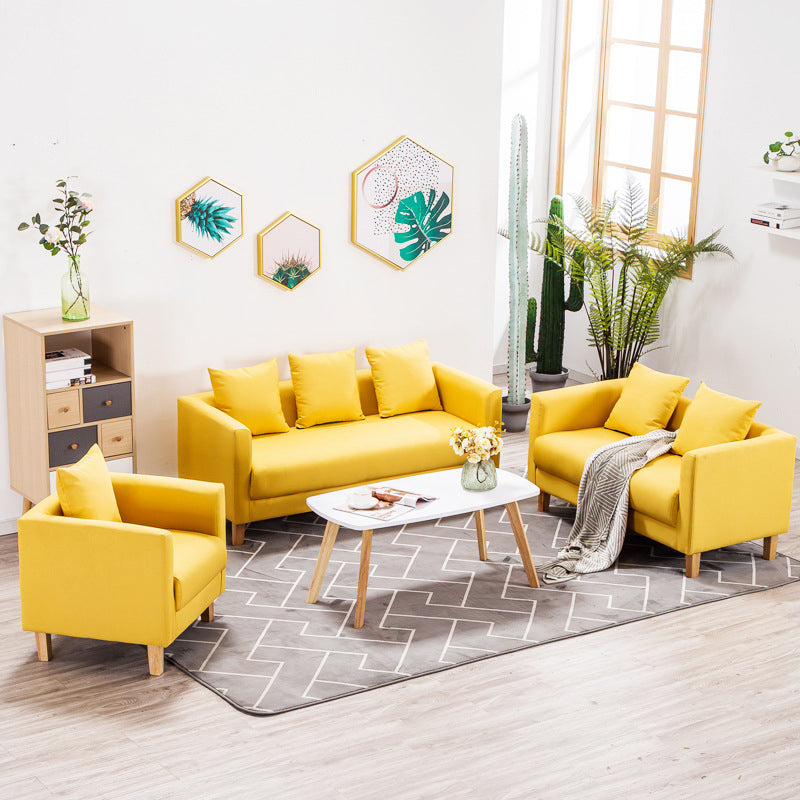 Chesterfield Modern Cushions Sofa Tuxedo Arm 4 Wood Legs Sofa Clearhalo 'furn' 'furn_sofas' 'Furniture' 'furniture_sofas' 'kitchen' 'kitchen_sofas' 'Living Room Furniture' 'Sofa' 'sofas' 4607430