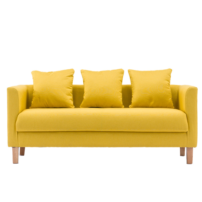 Chesterfield Modern Cushions Sofa Tuxedo Arm 4 Wood Legs Sofa Yellow Clearhalo 'furn' 'furn_sofas' 'Furniture' 'furniture_sofas' 'kitchen' 'kitchen_sofas' 'Living Room Furniture' 'Sofa' 'sofas' 4607438