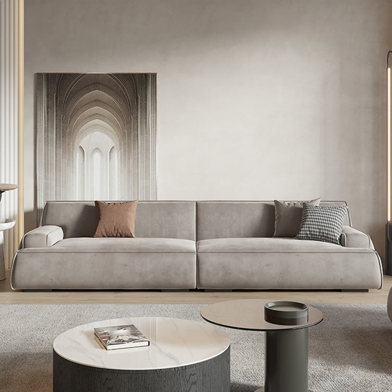 Grey Contemporary Leather Match Pillow Top Arm Standard Sofa for Living Room 110"L x 41"W x 29.5"H Clearhalo 'furn' 'furn_sofas' 'Furniture' 'furniture_sofas' 'kitchen' 'kitchen_sofas' 'Living Room Furniture' 'Sofa' 'sofas' 4607463