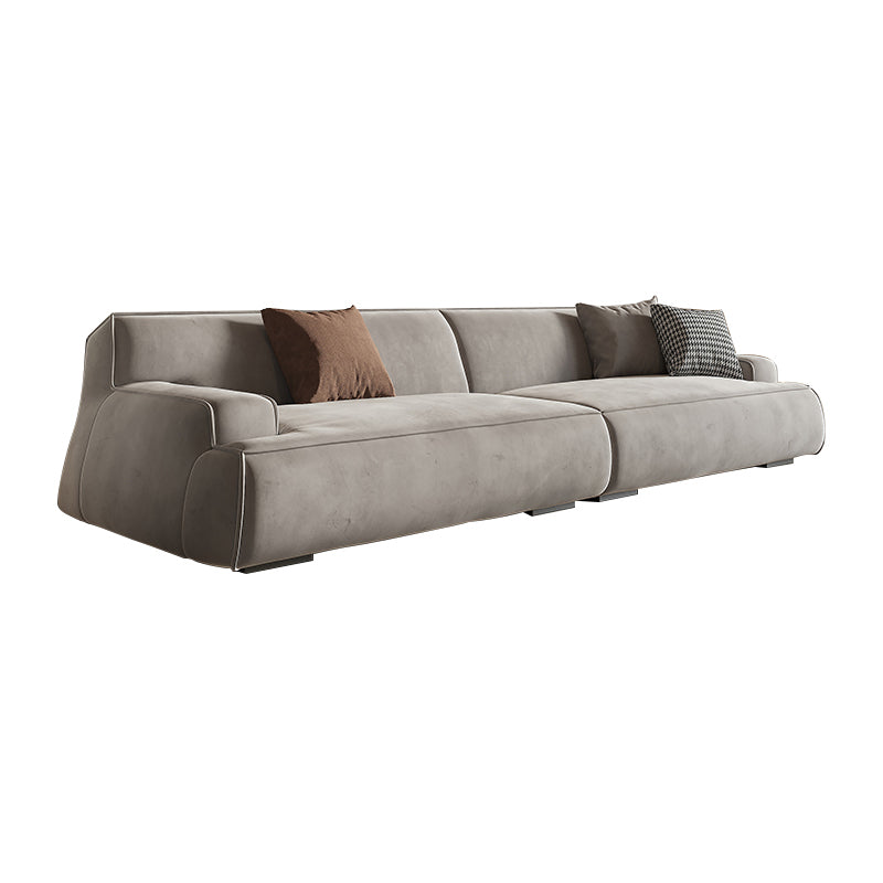Grey Contemporary Leather Match Pillow Top Arm Standard Sofa for Living Room 87"L x 41"W x 29.5"H Down Clearhalo 'furn' 'furn_sofas' 'Furniture' 'furniture_sofas' 'kitchen' 'kitchen_sofas' 'Living Room Furniture' 'Sofa' 'sofas' 4607464