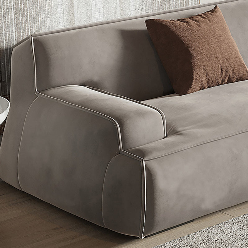 Grey Contemporary Leather Match Pillow Top Arm Standard Sofa for Living Room Clearhalo 'furn' 'furn_sofas' 'Furniture' 'furniture_sofas' 'kitchen' 'kitchen_sofas' 'Living Room Furniture' 'Sofa' 'sofas' 4607467