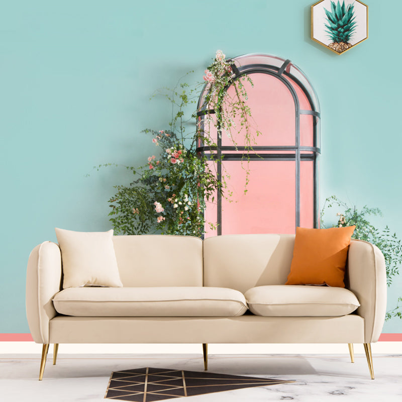 3 Seater Modern Hair Pin Legs Sofa Tuxedo Arm Chesterfield Sofa Clearhalo 'Furniture' 'furniture_sofas' 'kitchen' 'kitchen_sofas' 'Living Room Furniture' 'Sofa' 'sofas' 4607476