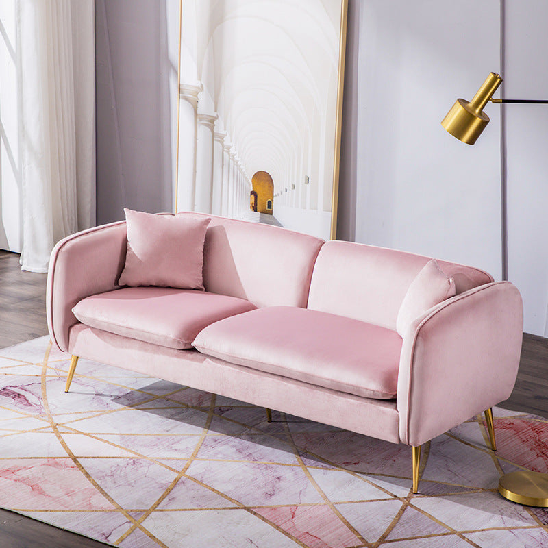 3 Seater Modern Hair Pin Legs Sofa Tuxedo Arm Chesterfield Sofa Pinkish Red Clearhalo 'Furniture' 'furniture_sofas' 'kitchen' 'kitchen_sofas' 'Living Room Furniture' 'Sofa' 'sofas' 4607487