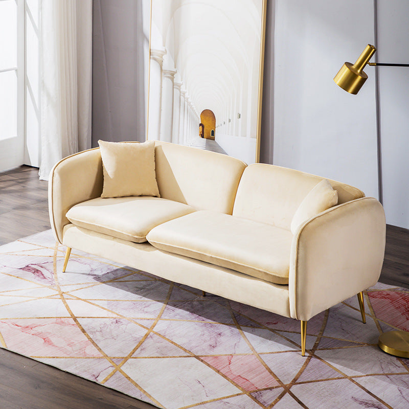 3 Seater Modern Hair Pin Legs Sofa Tuxedo Arm Chesterfield Sofa Apricot Clearhalo 'Furniture' 'furniture_sofas' 'kitchen' 'kitchen_sofas' 'Living Room Furniture' 'Sofa' 'sofas' 4607490