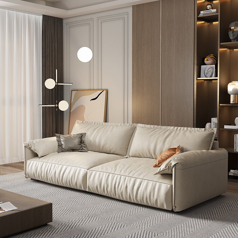 Leather Square Arm Loveseat Standard Loose Back Settee Furniture 67"L x 39"W x 35.5"H Faux Leather Clearhalo 'furn' 'furn_sofas' 'Furniture' 'furniture_sofas' 'kitchen' 'kitchen_sofas' 'Living Room Furniture' 'Sofa' 'sofas' 4607498