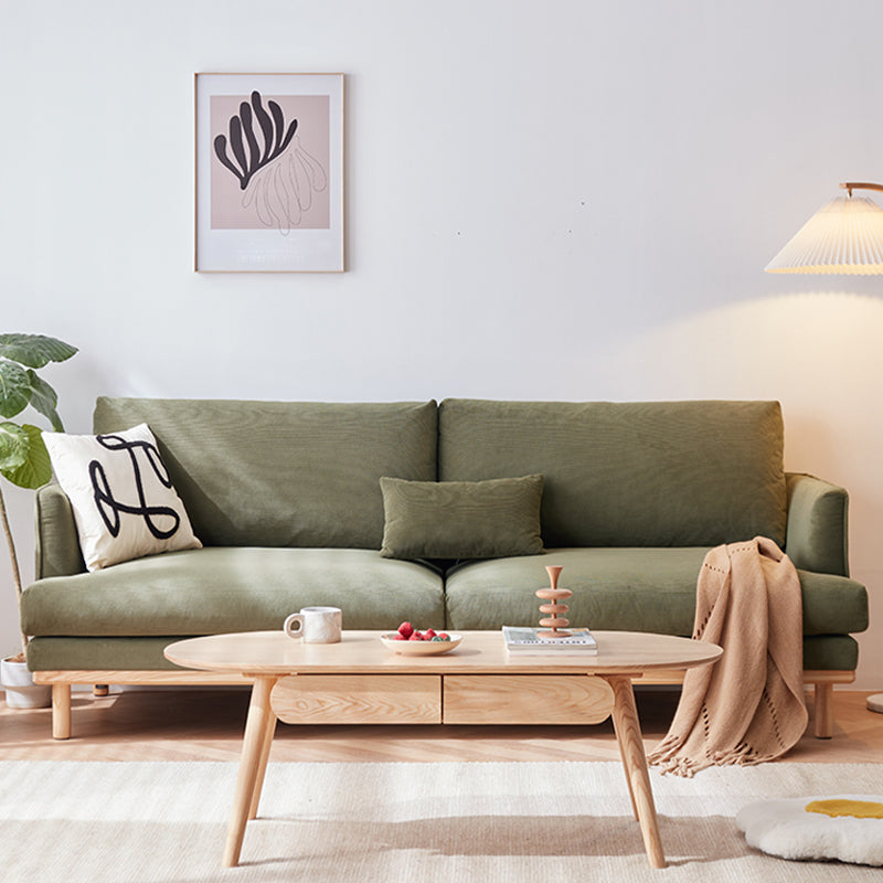 Recessed Arm Loose Back Sofa 35"W Velvet Sofa for Living Room 79"L x 35.5"W x 33"H Green Clearhalo 'furn' 'furn_sofas' 'Furniture' 'furniture_sofas' 'kitchen' 'kitchen_sofas' 'Living Room Furniture' 'Sofa' 'sofas' 4607543