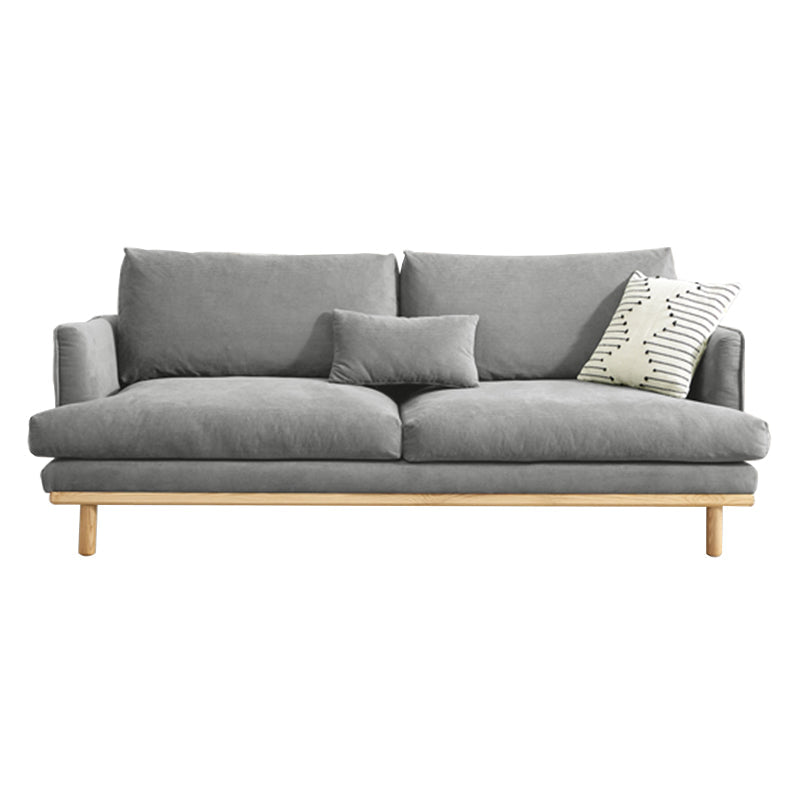 Recessed Arm Loose Back Sofa 35"W Velvet Sofa for Living Room 63"L x 35.5"W x 33"H Grey Clearhalo 'furn' 'furn_sofas' 'Furniture' 'furniture_sofas' 'kitchen' 'kitchen_sofas' 'Living Room Furniture' 'Sofa' 'sofas' 4607544