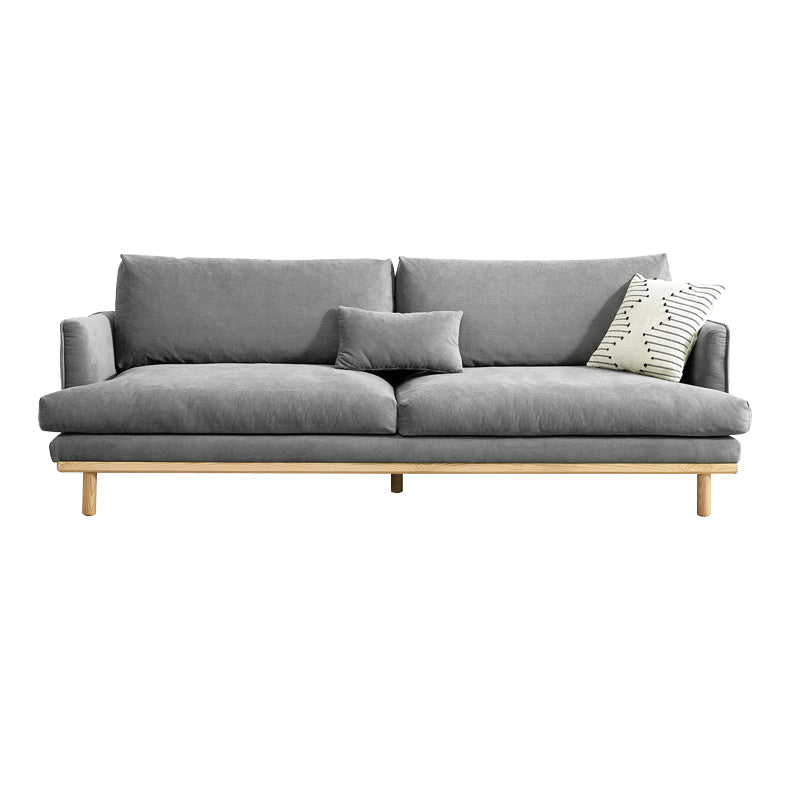 Recessed Arm Loose Back Sofa 35"W Velvet Sofa for Living Room 79"L x 35.5"W x 33"H Grey Clearhalo 'furn' 'furn_sofas' 'Furniture' 'furniture_sofas' 'kitchen' 'kitchen_sofas' 'Living Room Furniture' 'Sofa' 'sofas' 4607545