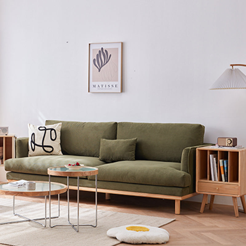 Recessed Arm Loose Back Sofa 35"W Velvet Sofa for Living Room 87"L x 35.5"W x 33"H Green Clearhalo 'furn' 'furn_sofas' 'Furniture' 'furniture_sofas' 'kitchen' 'kitchen_sofas' 'Living Room Furniture' 'Sofa' 'sofas' 4607548