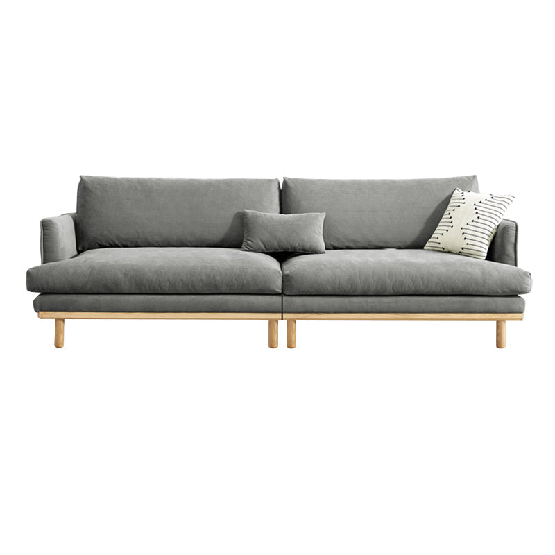 Recessed Arm Loose Back Sofa 35"W Velvet Sofa for Living Room 102"L x 35.5"W x 33"H Grey Clearhalo 'furn' 'furn_sofas' 'Furniture' 'furniture_sofas' 'kitchen' 'kitchen_sofas' 'Living Room Furniture' 'Sofa' 'sofas' 4607549