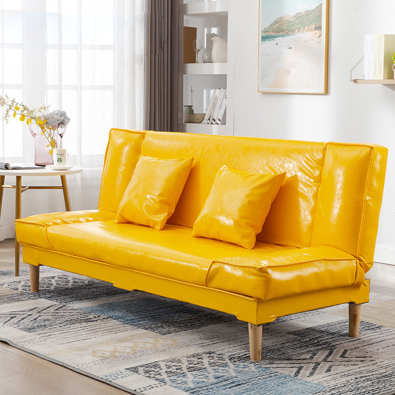 Modern Macaroon Wood 4 Legs Sofa Convertible Armless Sofe for Living Room Yellow Clearhalo 'Furniture' 'furniture_sofas' 'kitchen' 'kitchen_sofas' 'Living Room Furniture' 'Sofa' 'sofas' 4607575