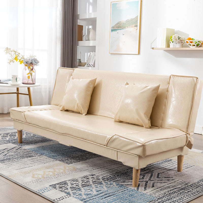 Modern Macaroon Wood 4 Legs Sofa Convertible Armless Sofe for Living Room Apricot Clearhalo 'Furniture' 'furniture_sofas' 'kitchen' 'kitchen_sofas' 'Living Room Furniture' 'Sofa' 'sofas' 4607576