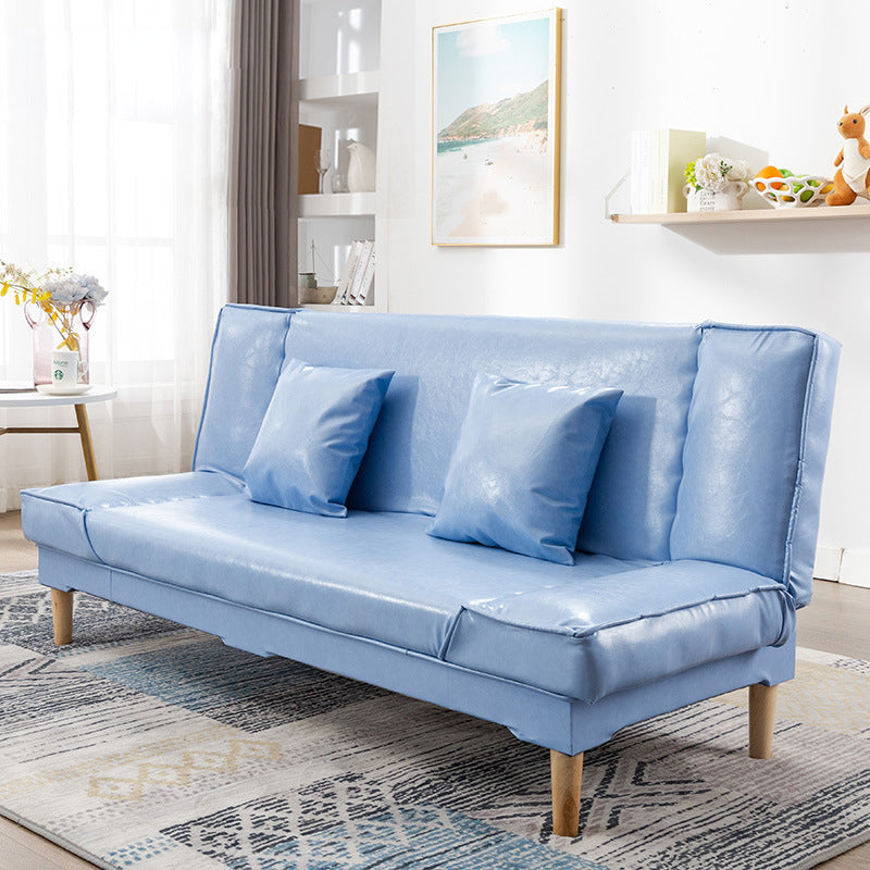 Modern Macaroon Wood 4 Legs Sofa Convertible Armless Sofe for Living Room Light Blue Clearhalo 'Furniture' 'furniture_sofas' 'kitchen' 'kitchen_sofas' 'Living Room Furniture' 'Sofa' 'sofas' 4607579