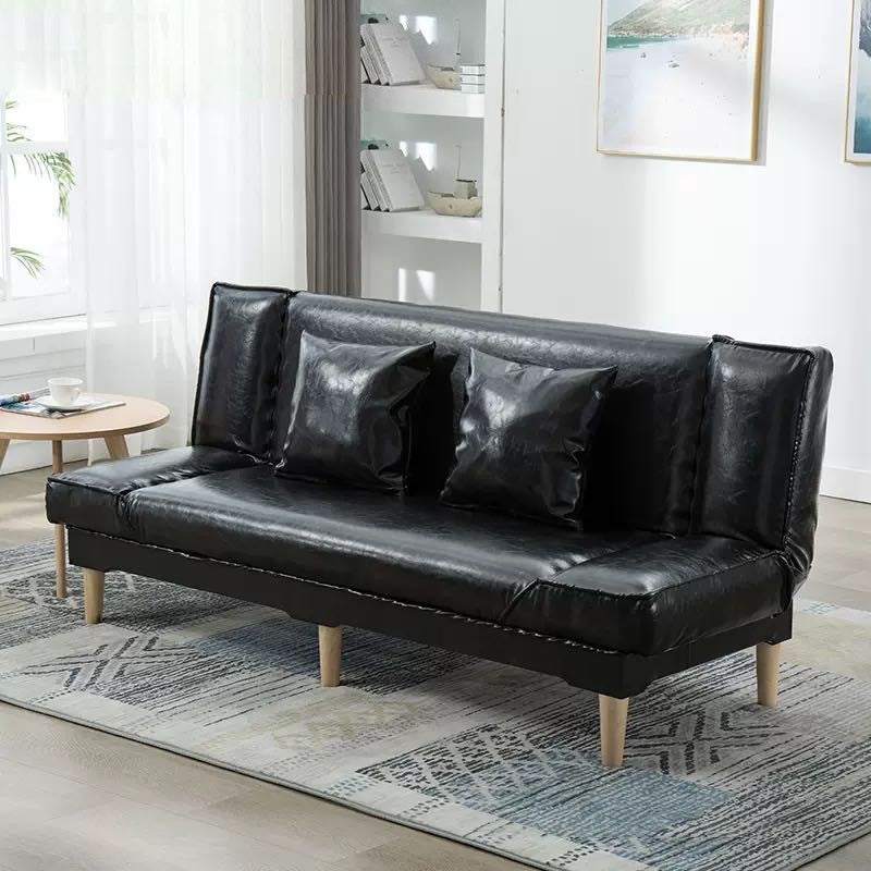 Modern Macaroon Wood 4 Legs Sofa Convertible Armless Sofe for Living Room Black Clearhalo 'Furniture' 'furniture_sofas' 'kitchen' 'kitchen_sofas' 'Living Room Furniture' 'Sofa' 'sofas' 4607582