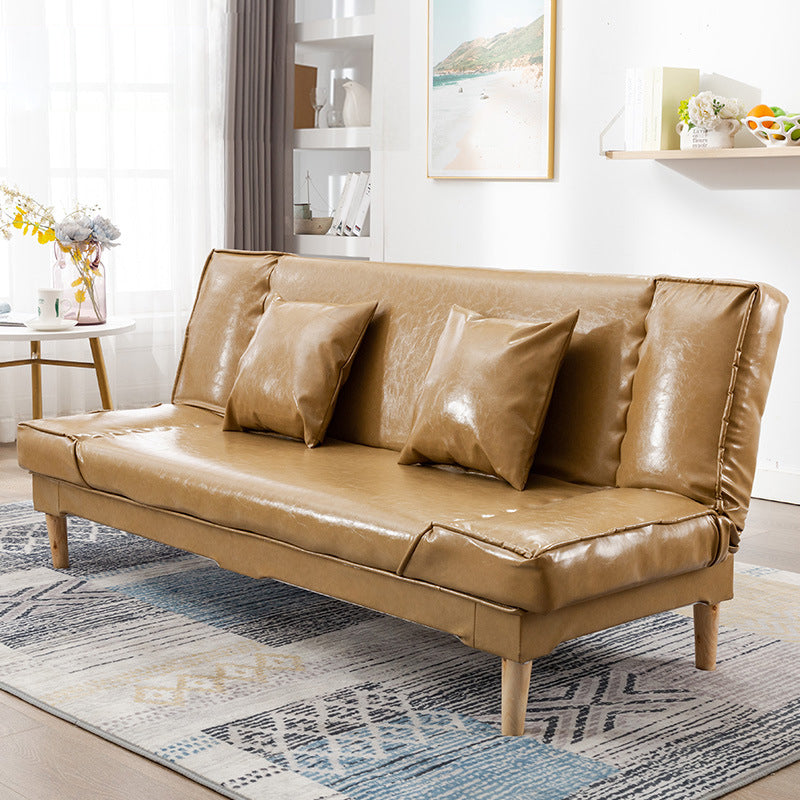 Modern Macaroon Wood 4 Legs Sofa Convertible Armless Sofe for Living Room Khaki Clearhalo 'Furniture' 'furniture_sofas' 'kitchen' 'kitchen_sofas' 'Living Room Furniture' 'Sofa' 'sofas' 4607584
