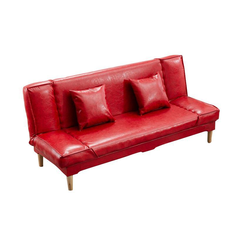 Modern Macaroon Wood 4 Legs Sofa Convertible Armless Sofe for Living Room Red Clearhalo 'Furniture' 'furniture_sofas' 'kitchen' 'kitchen_sofas' 'Living Room Furniture' 'Sofa' 'sofas' 4607585