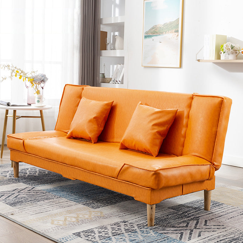Modern Macaroon Wood 4 Legs Sofa Convertible Armless Sofe for Living Room Orange Clearhalo 'Furniture' 'furniture_sofas' 'kitchen' 'kitchen_sofas' 'Living Room Furniture' 'Sofa' 'sofas' 4607586