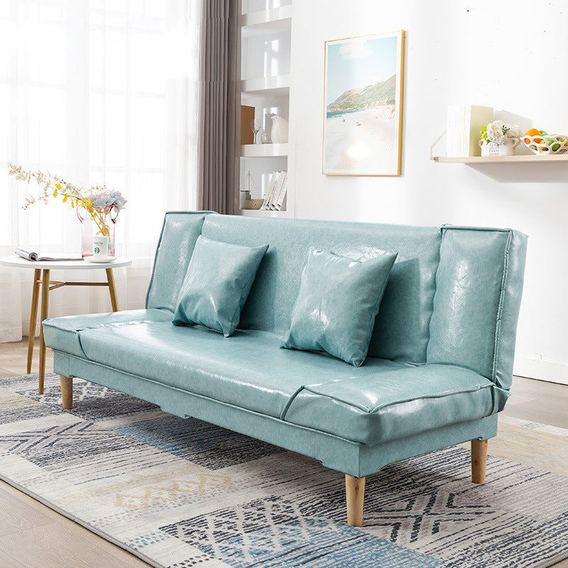 Modern Macaroon Wood 4 Legs Sofa Convertible Armless Sofe for Living Room Pea Green Clearhalo 'Furniture' 'furniture_sofas' 'kitchen' 'kitchen_sofas' 'Living Room Furniture' 'Sofa' 'sofas' 4607589