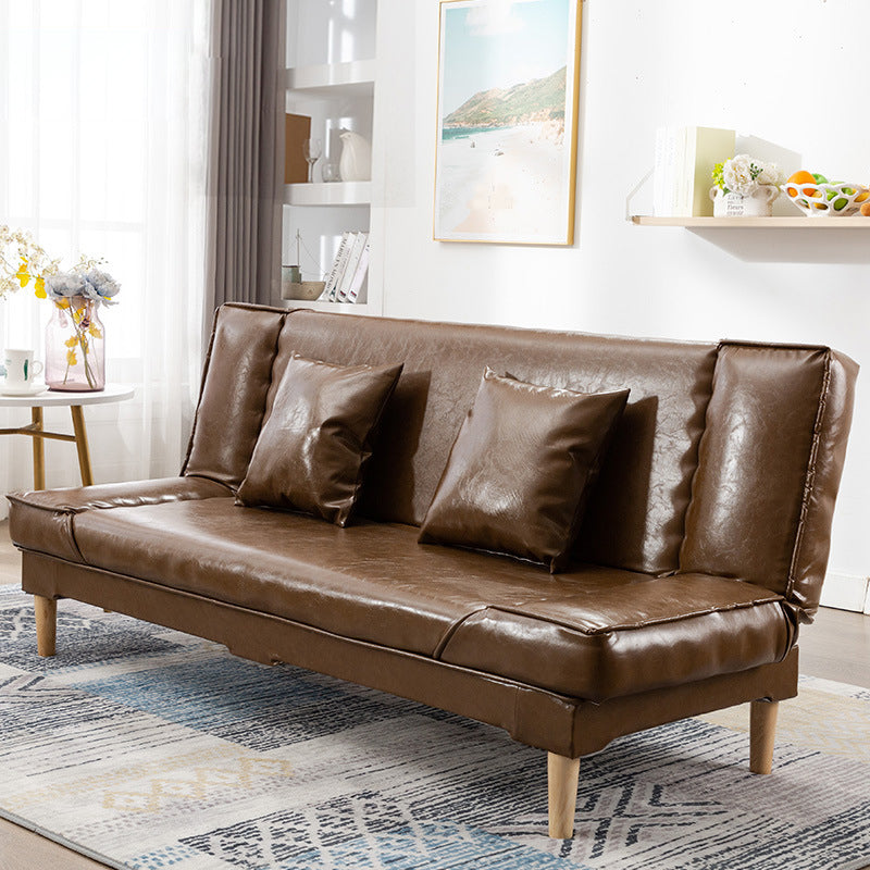 Modern Macaroon Wood 4 Legs Sofa Convertible Armless Sofe for Living Room Brown Clearhalo 'Furniture' 'furniture_sofas' 'kitchen' 'kitchen_sofas' 'Living Room Furniture' 'Sofa' 'sofas' 4607590