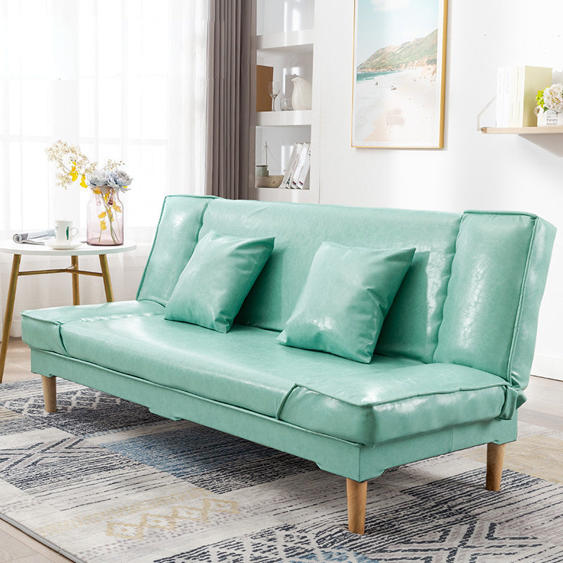 Modern Macaroon Wood 4 Legs Sofa Convertible Armless Sofe for Living Room Green Clearhalo 'Furniture' 'furniture_sofas' 'kitchen' 'kitchen_sofas' 'Living Room Furniture' 'Sofa' 'sofas' 4607592