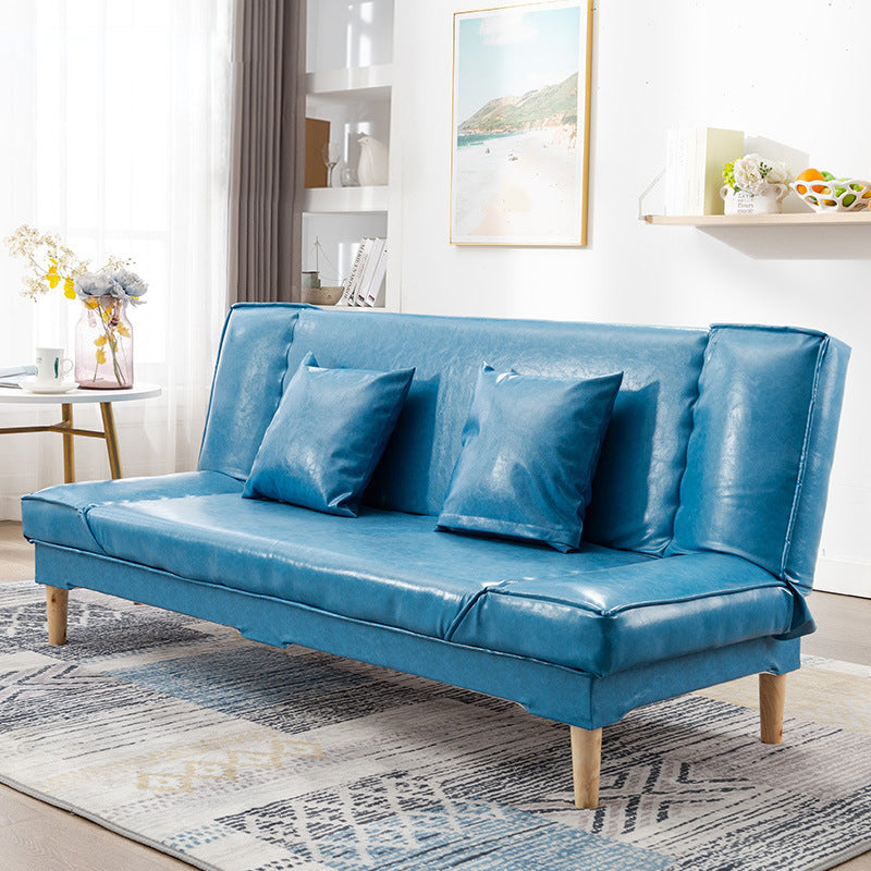 Modern Macaroon Wood 4 Legs Sofa Convertible Armless Sofe for Living Room Lake Blue Clearhalo 'Furniture' 'furniture_sofas' 'kitchen' 'kitchen_sofas' 'Living Room Furniture' 'Sofa' 'sofas' 4607593