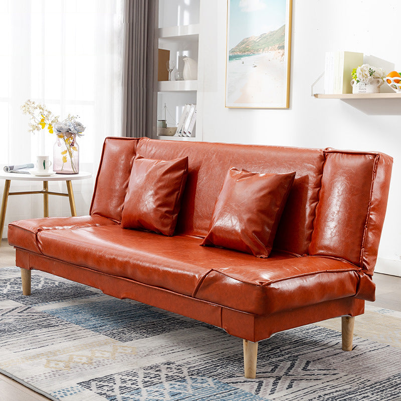 Modern Macaroon Wood 4 Legs Sofa Convertible Armless Sofe for Living Room Dark Red Clearhalo 'Furniture' 'furniture_sofas' 'kitchen' 'kitchen_sofas' 'Living Room Furniture' 'Sofa' 'sofas' 4607595