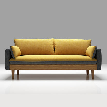 Fabric Grey 3-seat Square Arm Sofa Nordic with 2 Pillows Loveseat Yellow Clearhalo 'furn' 'furn_sofas' 'Furniture' 'furniture_sofas' 'kitchen' 'kitchen_sofas' 'Living Room Furniture' 'Sofa' 'sofas' 4607600