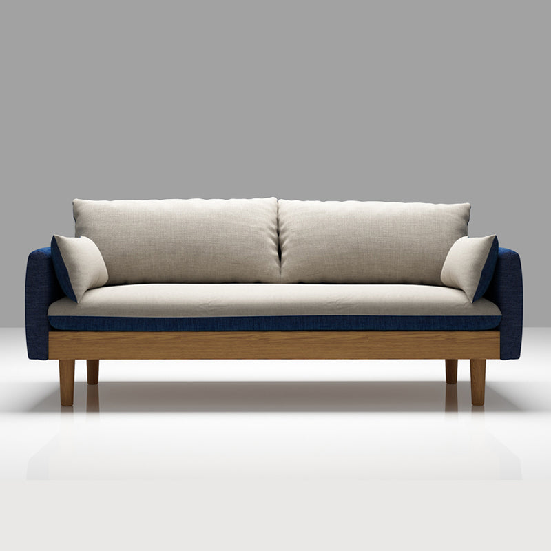Fabric Grey 3-seat Square Arm Sofa Nordic with 2 Pillows Loveseat Dark Blue Clearhalo 'furn' 'furn_sofas' 'Furniture' 'furniture_sofas' 'kitchen' 'kitchen_sofas' 'Living Room Furniture' 'Sofa' 'sofas' 4607602