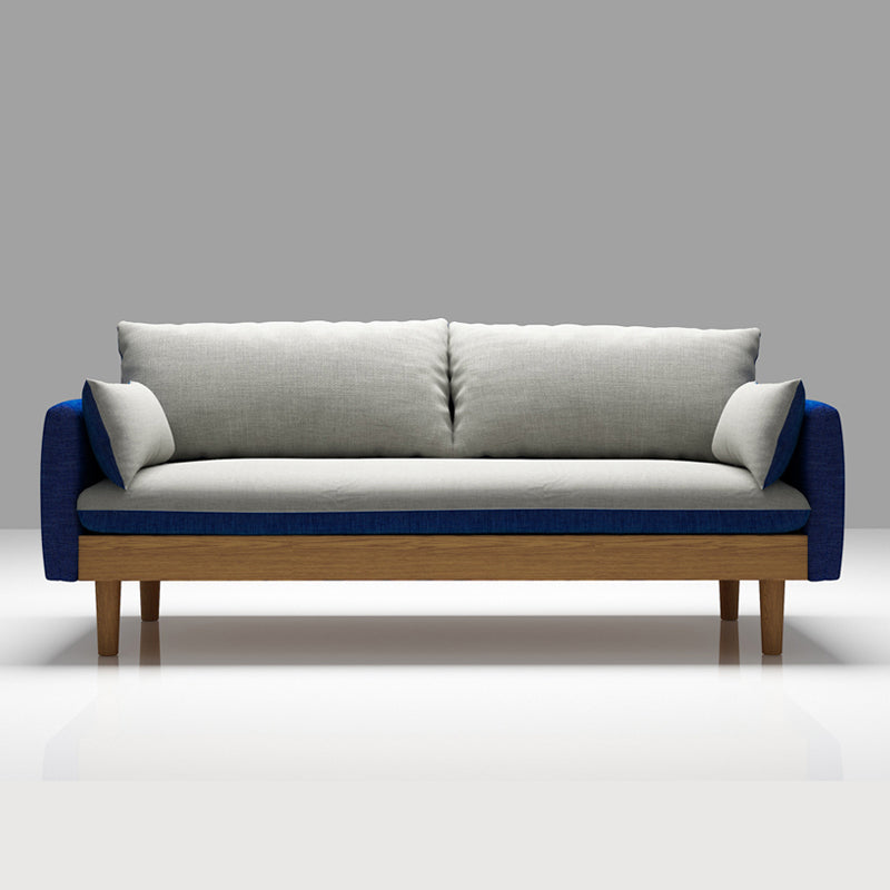 Fabric Grey 3-seat Square Arm Sofa Nordic with 2 Pillows Loveseat Royal Blue Clearhalo 'furn' 'furn_sofas' 'Furniture' 'furniture_sofas' 'kitchen' 'kitchen_sofas' 'Living Room Furniture' 'Sofa' 'sofas' 4607604