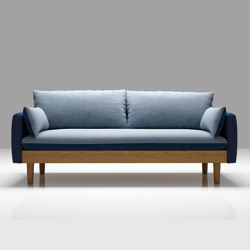 Fabric Grey 3-seat Square Arm Sofa Nordic with 2 Pillows Loveseat Blue Clearhalo 'furn' 'furn_sofas' 'Furniture' 'furniture_sofas' 'kitchen' 'kitchen_sofas' 'Living Room Furniture' 'Sofa' 'sofas' 4607606