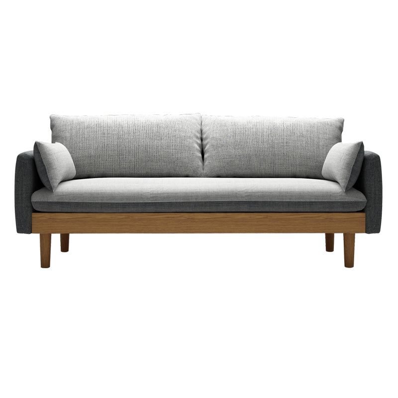 Fabric Grey 3-seat Square Arm Sofa Nordic with 2 Pillows Loveseat Grey Clearhalo 'furn' 'furn_sofas' 'Furniture' 'furniture_sofas' 'kitchen' 'kitchen_sofas' 'Living Room Furniture' 'Sofa' 'sofas' 4607610