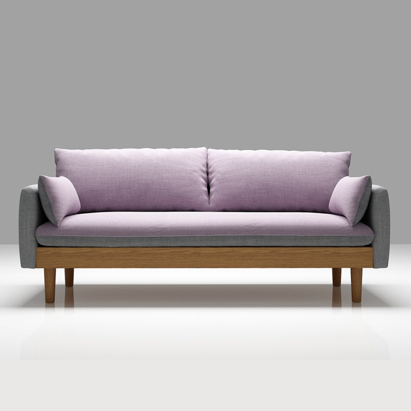 Fabric Grey 3-seat Square Arm Sofa Nordic with 2 Pillows Loveseat Gray Purple Clearhalo 'furn' 'furn_sofas' 'Furniture' 'furniture_sofas' 'kitchen' 'kitchen_sofas' 'Living Room Furniture' 'Sofa' 'sofas' 4607611