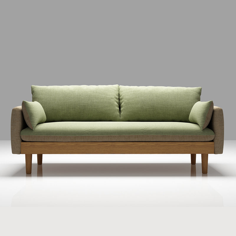 Fabric Grey 3-seat Square Arm Sofa Nordic with 2 Pillows Loveseat Green Clearhalo 'furn' 'furn_sofas' 'Furniture' 'furniture_sofas' 'kitchen' 'kitchen_sofas' 'Living Room Furniture' 'Sofa' 'sofas' 4607612