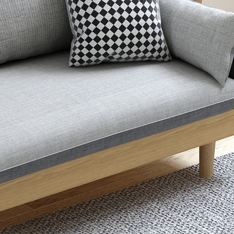 Fabric Grey 3-seat Square Arm Sofa Nordic with 2 Pillows Loveseat Clearhalo 'furn' 'furn_sofas' 'Furniture' 'furniture_sofas' 'kitchen' 'kitchen_sofas' 'Living Room Furniture' 'Sofa' 'sofas' 4607614