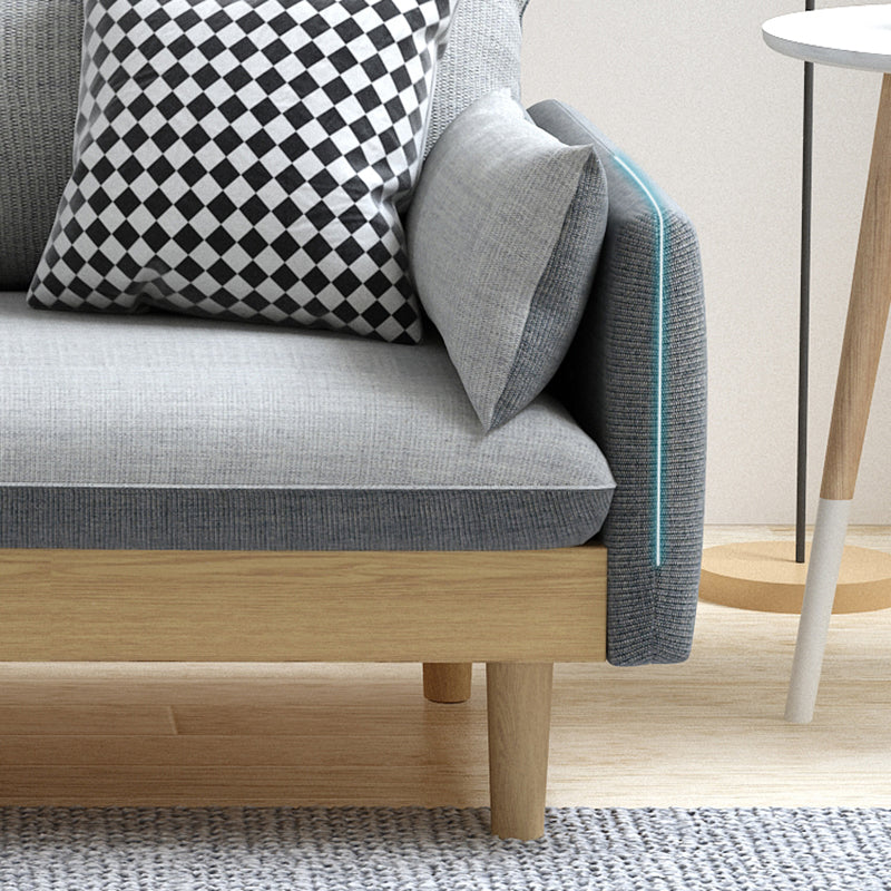 Fabric Grey 3-seat Square Arm Sofa Nordic with 2 Pillows Loveseat Clearhalo 'furn' 'furn_sofas' 'Furniture' 'furniture_sofas' 'kitchen' 'kitchen_sofas' 'Living Room Furniture' 'Sofa' 'sofas' 4607616