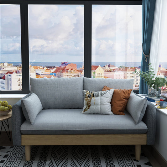 Fabric Grey 3-seat Square Arm Sofa Nordic with 2 Pillows Loveseat Clearhalo 'furn' 'furn_sofas' 'Furniture' 'furniture_sofas' 'kitchen' 'kitchen_sofas' 'Living Room Furniture' 'Sofa' 'sofas' 4607618