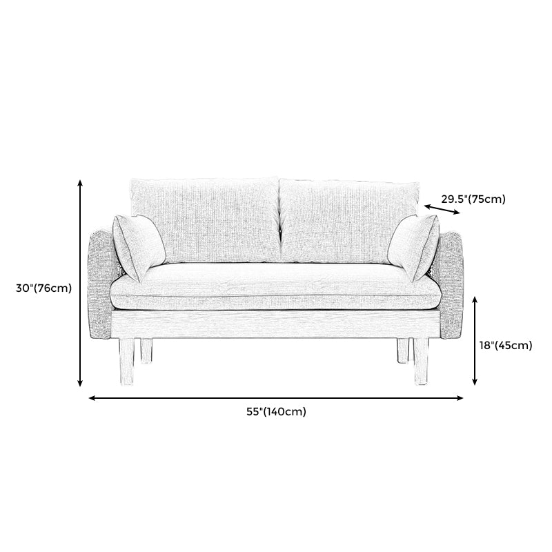 Fabric Grey 3-seat Square Arm Sofa Nordic with 2 Pillows Loveseat Clearhalo 'furn' 'furn_sofas' 'Furniture' 'furniture_sofas' 'kitchen' 'kitchen_sofas' 'Living Room Furniture' 'Sofa' 'sofas' 4607619