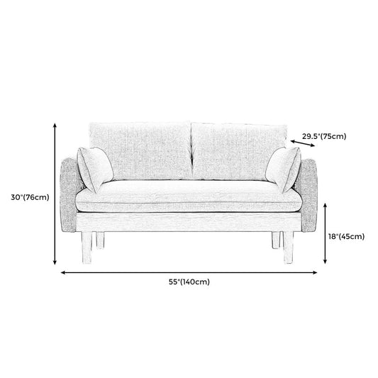 Fabric Grey 3-seat Square Arm Sofa Nordic with 2 Pillows Loveseat Clearhalo 'furn' 'furn_sofas' 'Furniture' 'furniture_sofas' 'kitchen' 'kitchen_sofas' 'Living Room Furniture' 'Sofa' 'sofas' 4607619